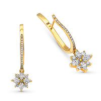 Diamond Flower Drop Earrings - 1 Carat
