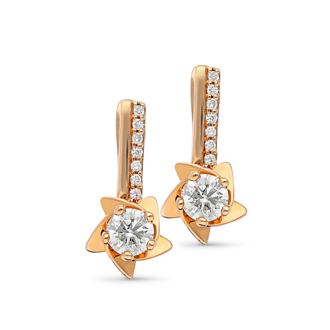 Diamond Flower Earrings - .95 Carat