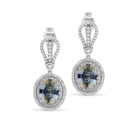 Oval Cut Tanzanite and Diamond Drop Earrings