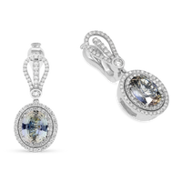 Oval Cut Tanzanite and Diamond Drop Earrings