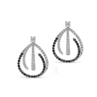 Abstract White and Black Diamond Drop Earrings - 1.3 Carat