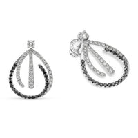 Abstract White and Black Diamond Drop Earrings - 1.3 Carat