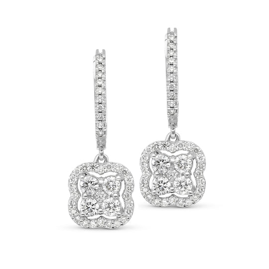 Diamond Clover Drop Earrings - 1.2 Carat