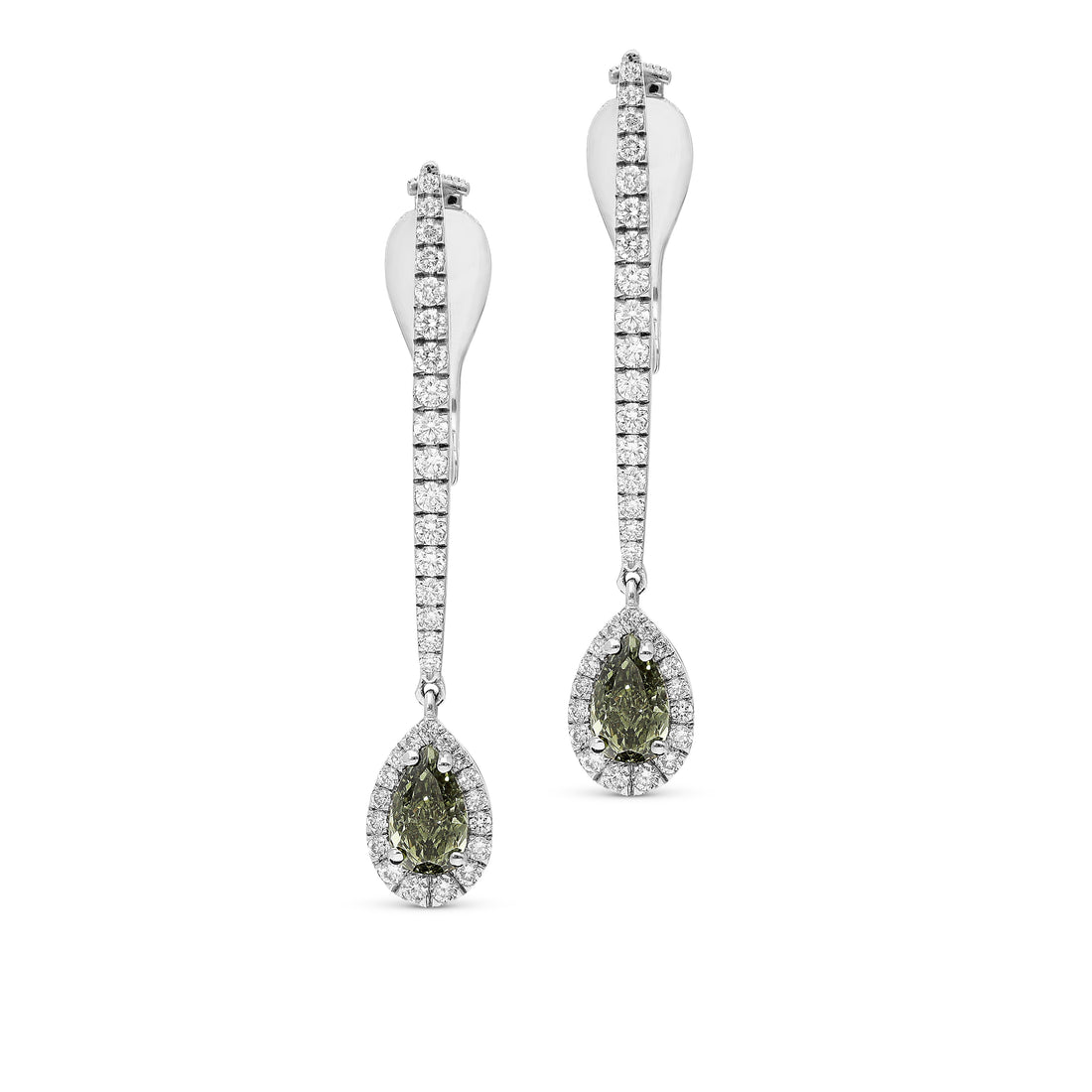 Pear Shaped Fancy Diamond Drop Earring