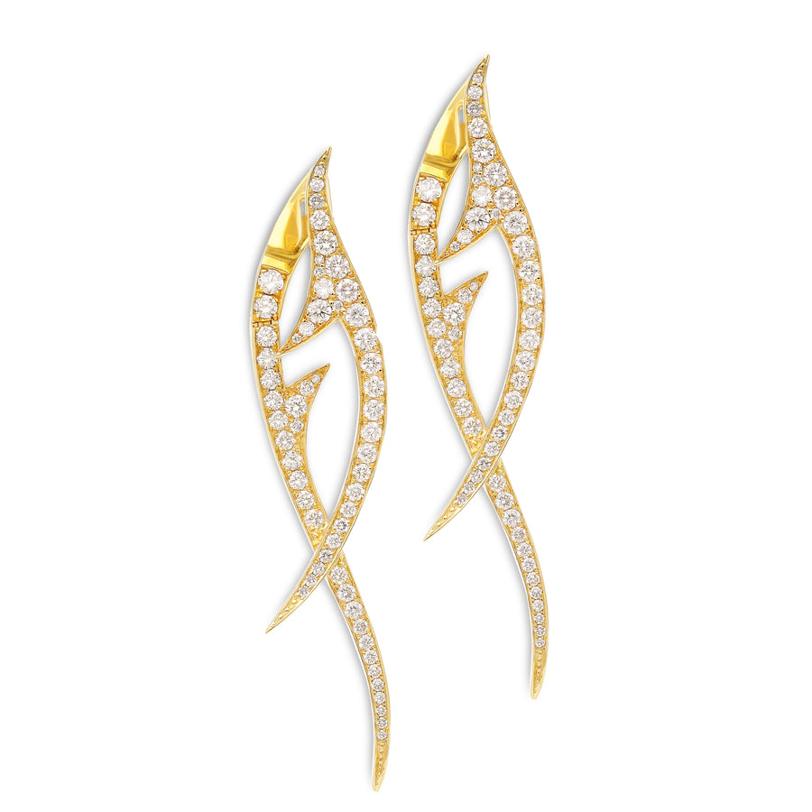 Yellow Gold Diamond Bypass Yin Yang Drop Earrings - 1.3 Carat