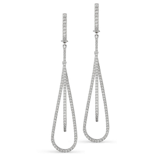 White Gold Diamond Interlocking Drop Earrings - 1.8 Carat
