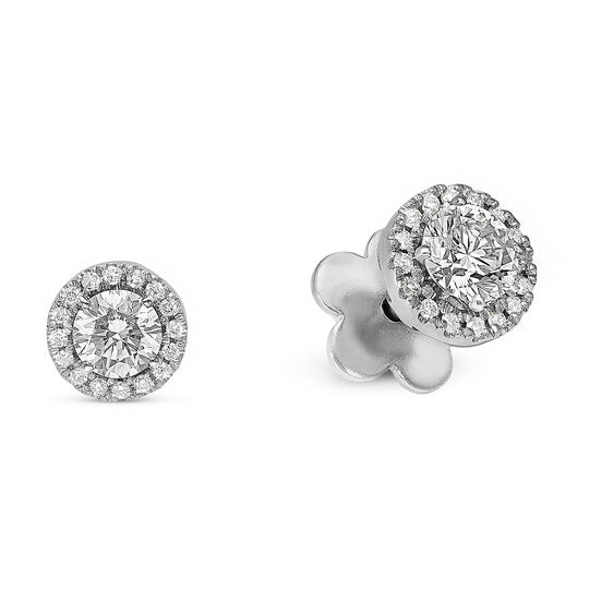Round Diamond Halo Studs - 1 Carat