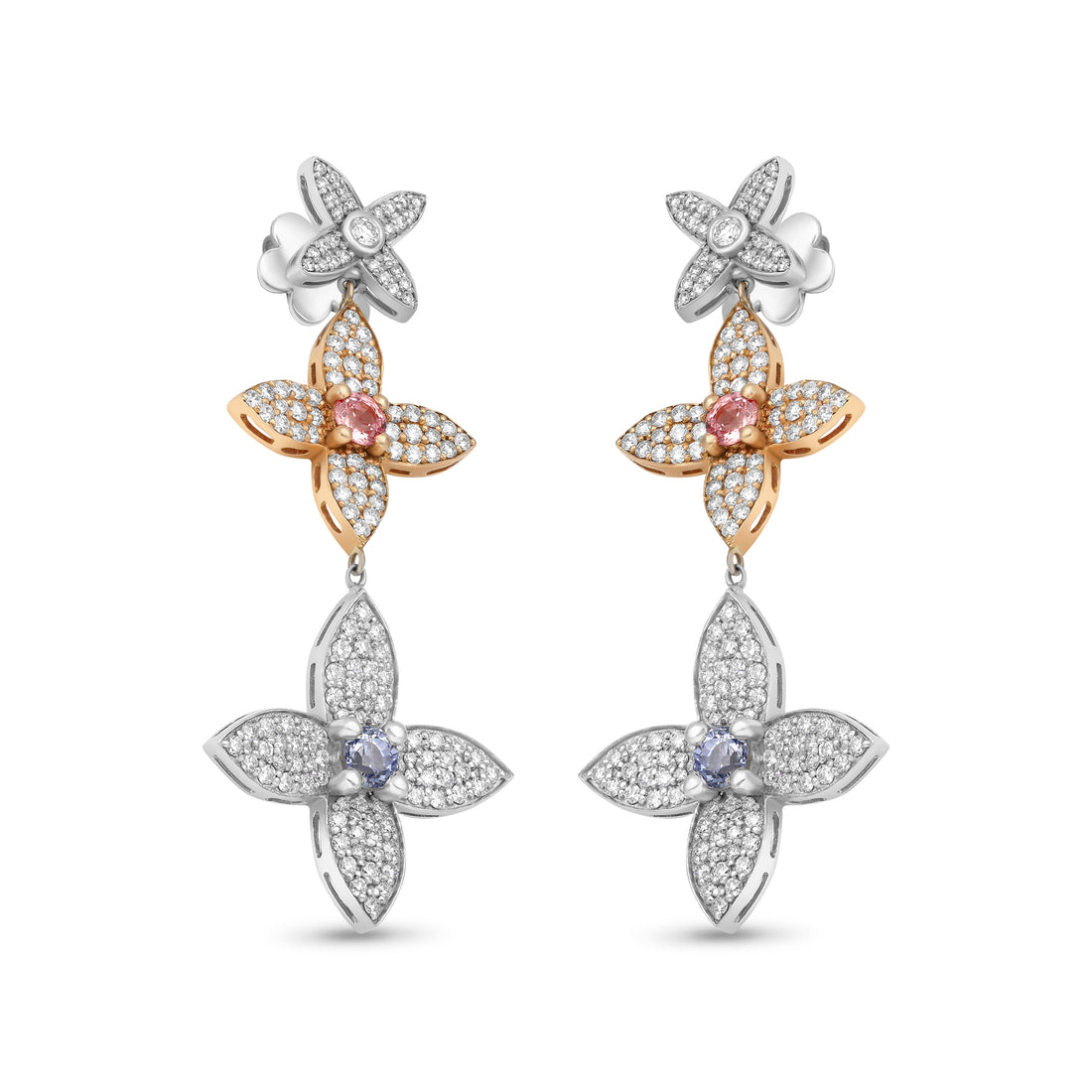 Four Leaf Clover Diamond and Sapphire Dangling Earrings - 3.5 Carat –  Savransky Private Jeweler