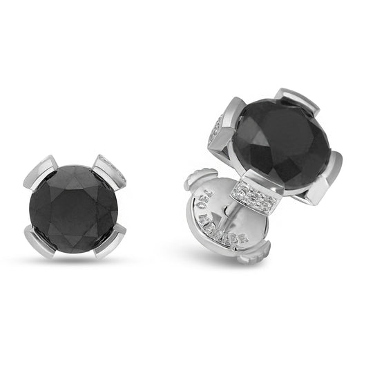 Black Diamond Stud in a Split Bezel Setting - 5.5 Carat