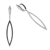 White and Black Diamond Pave-Lined Alternate Dangling Earrings