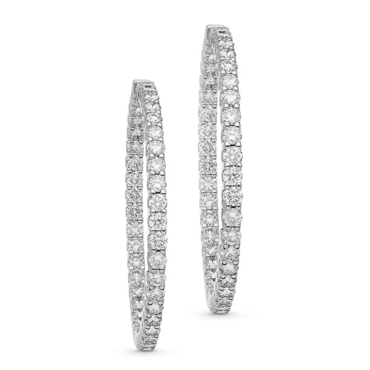 Diamond Studded White Gold Hoop Earrings - 5 Carat