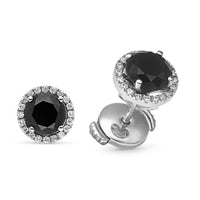 Black Diamond Halo Stud Earrings - 2.4 Carat