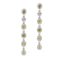 Fancy Yellow Diamond Linear Dangling Earrings - 2.22 Carat