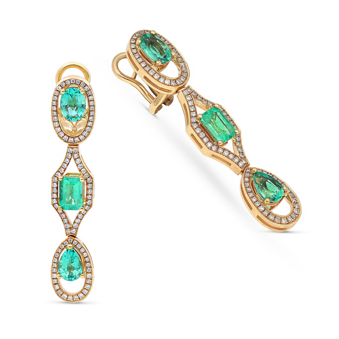 Green Emeralds Dangle Birthstone Earrings - 5.4 Carat