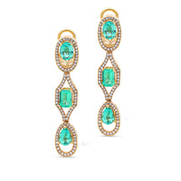 Green Emeralds Dangle Birthstone Earrings - 5.4 Carat