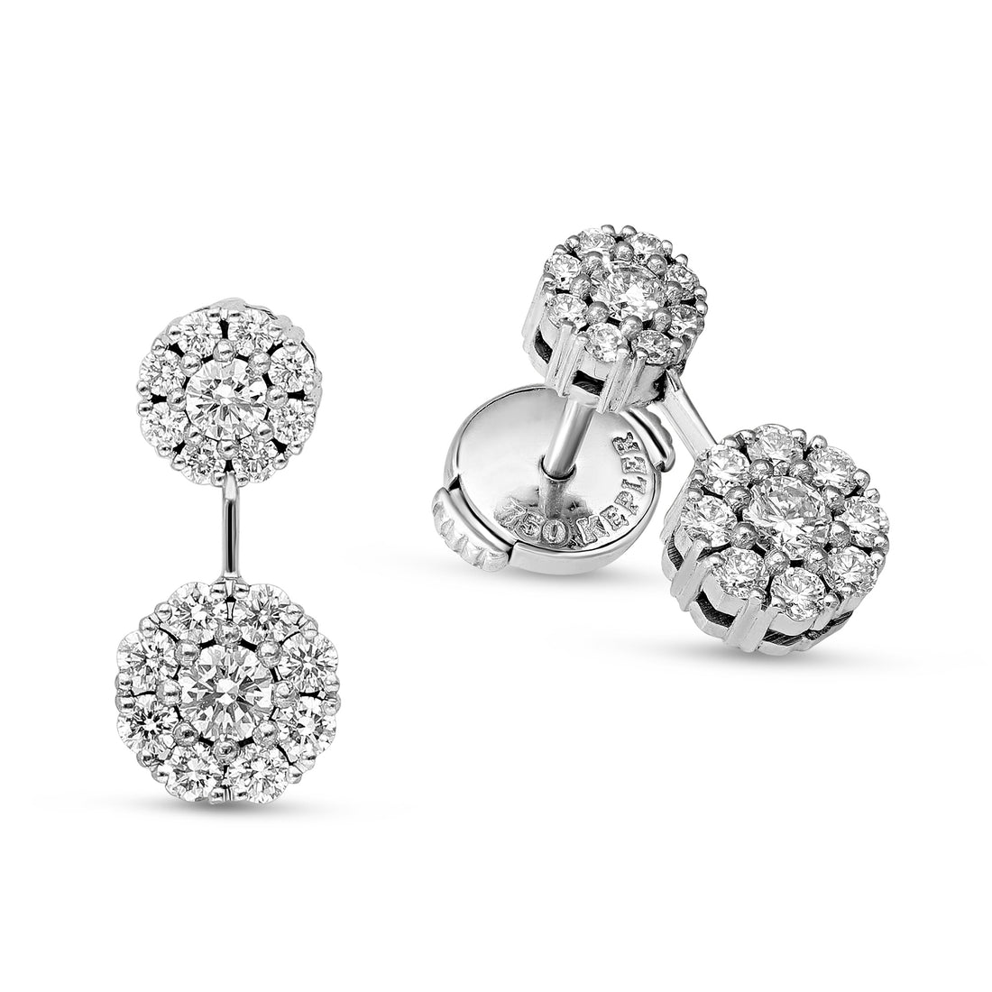 Diamond Halo Duo Drop Earrings - 0.85