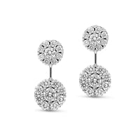 Diamond Halo Duo Drop Earrings - 0.85