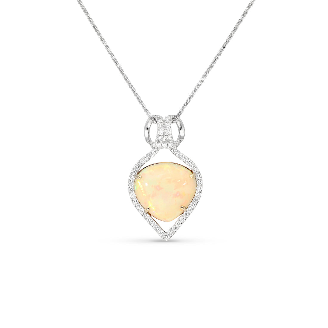 Heart Opal halo diamond Necklace 10.75 Carat