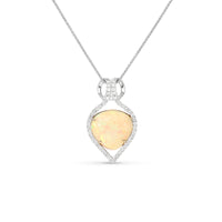 Heart Opal halo diamond Necklace 10.75 Carat