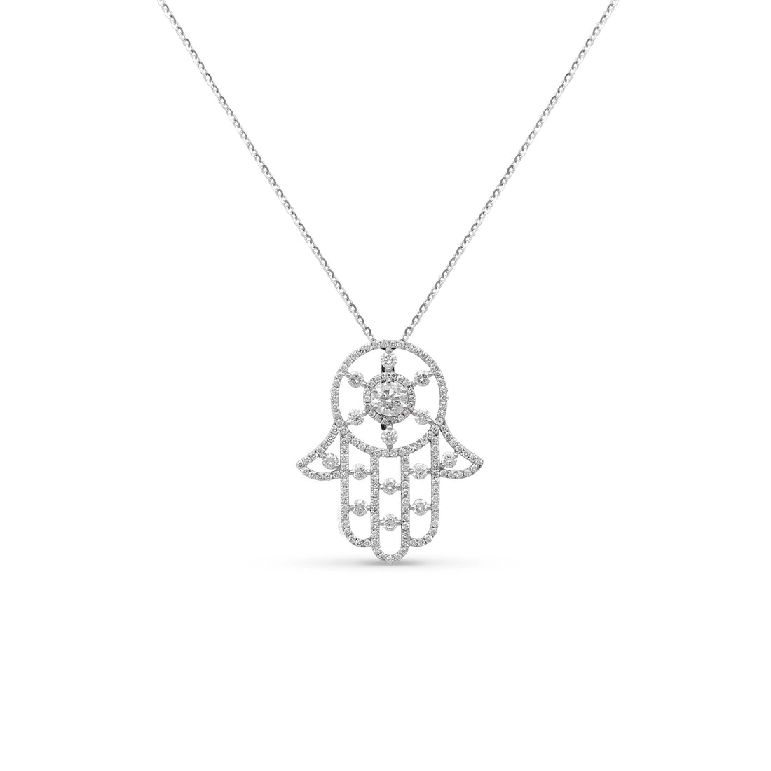  1.75-carat diamond hamsa charm necklace - Abu Dhabi hand of Fatima pendant 