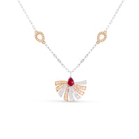 Two Tone Red Ruby and Diamond Sun Pendant - 1 Carat