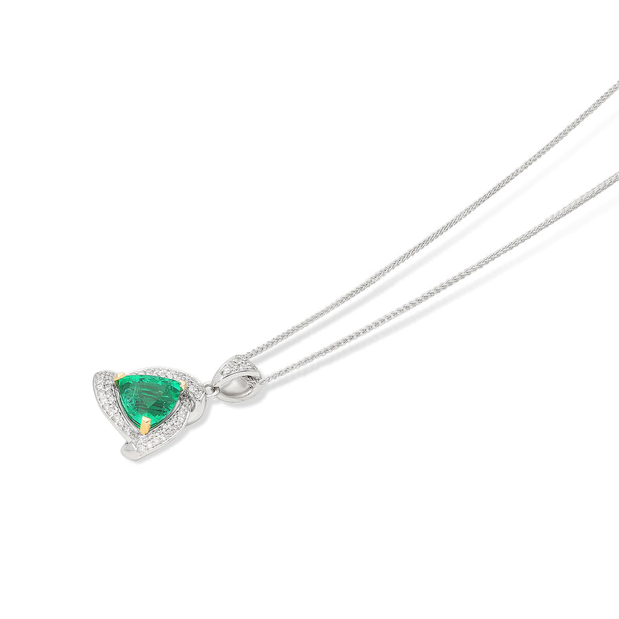 Triangular Vivid Green Natural Emerald Pendant - 1.9 Carat