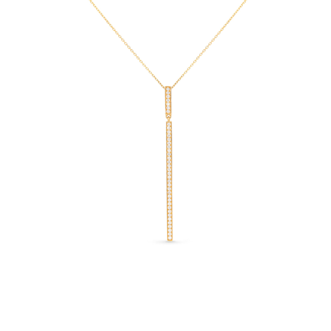 Yellow Gold Diamond Linear Bar Pendant - .42 Carat