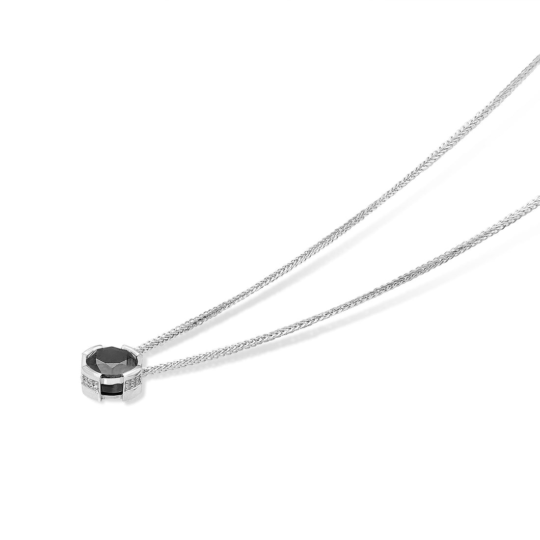 Classic Split Bezel Black Diamond Pendant - 1.6 Carat