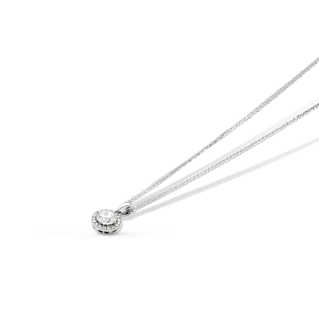 Classic Halo Diamond Pendant Necklace - .7 Carat