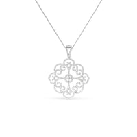 Pave Lined Filigree Pendant Diamond Necklace - 1.49 Carat