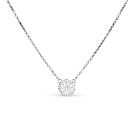 Diamond Halo Pendant Necklace - 1.75 Carat
