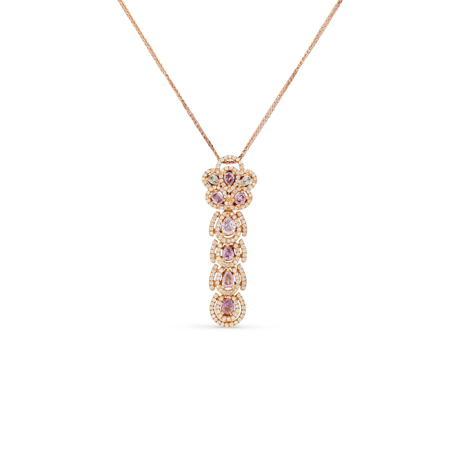 A fabulous 0.94 Carat Fancy color Pink purplish layout with 0.70-carat micro pave setting, set in 18K rose gold