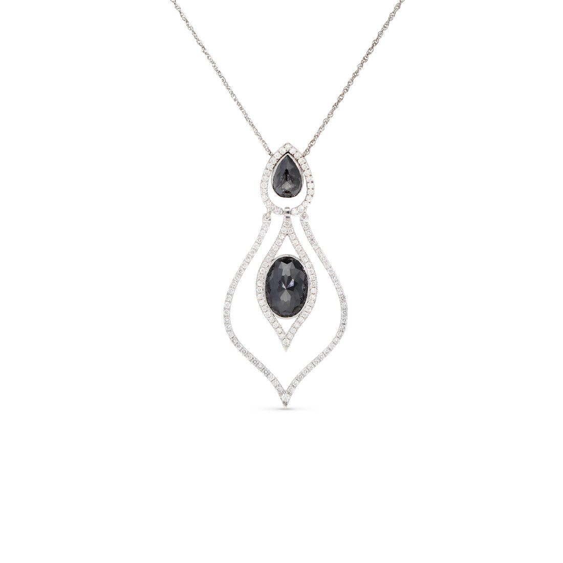 Black Diamond Pendant Necklace - 7 Carat