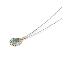 White and Yellow Gold Emerald Pendant Flower - 1.9 Carat