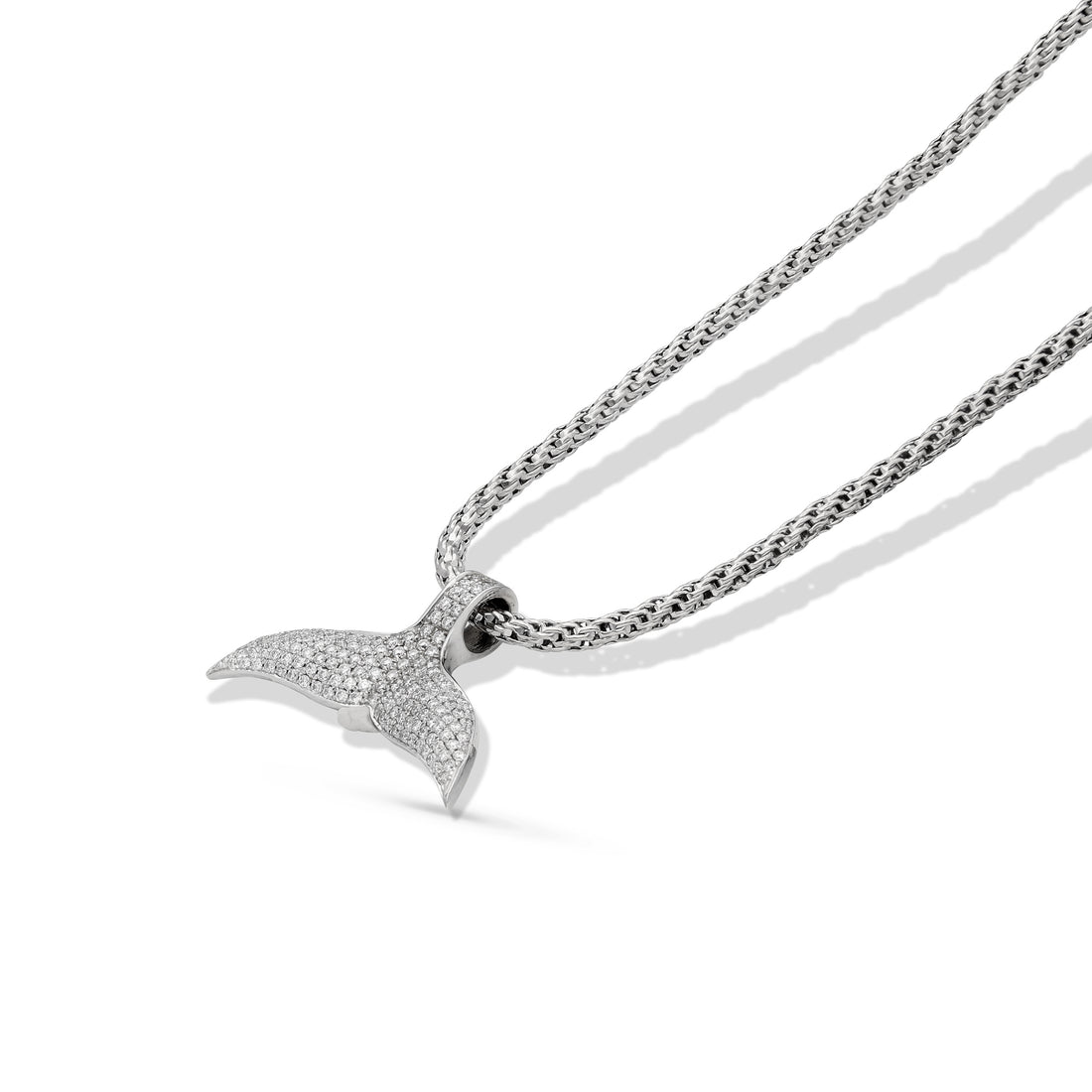 Diamond Pave Fishtail Pendant Necklace - 1.1 Carat