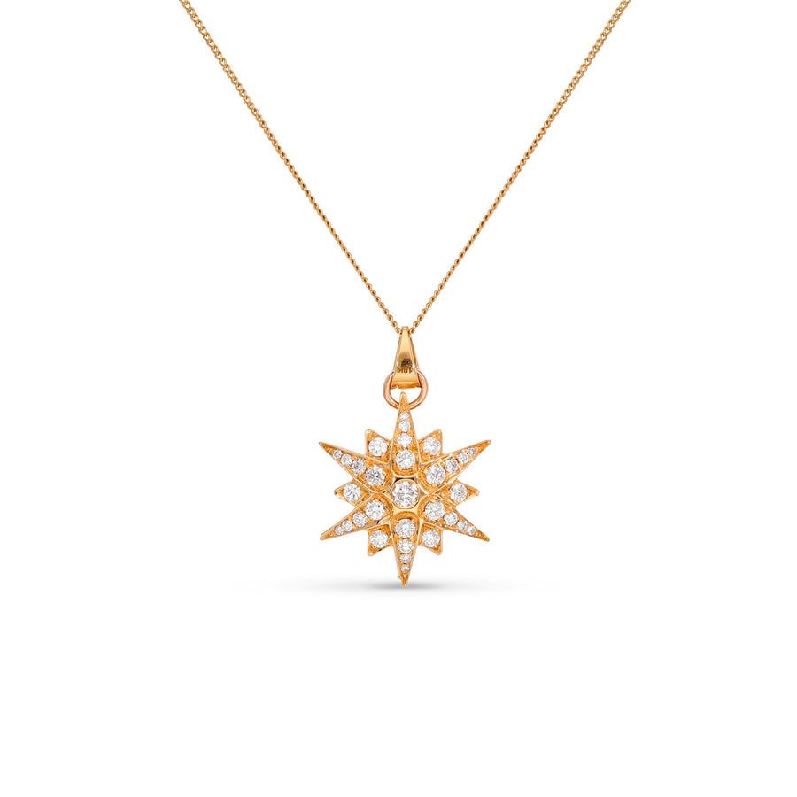 1.10 carat diamond Northern star pendant necklace 18K rose gold