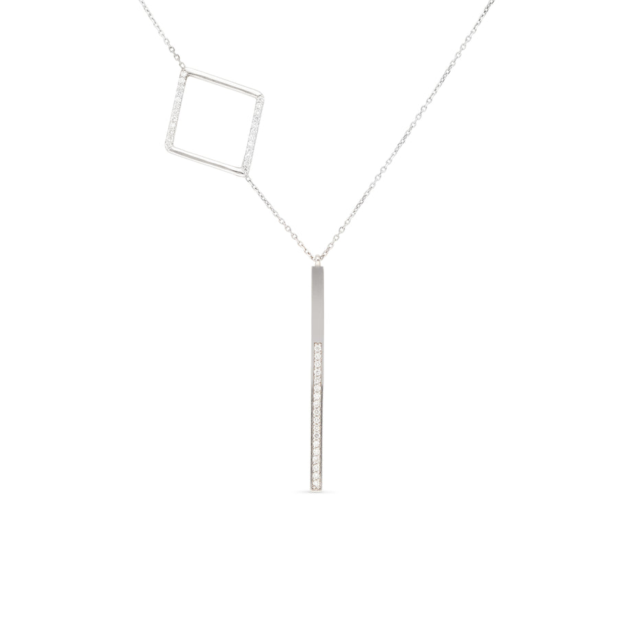 Geometric Abstract diamond Fringe pendant Necklace