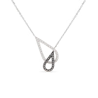 White and Black Diamond Pave Teardrop  Necklace - .32 Carat
