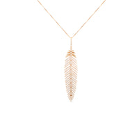 Rose Gold Diamond Feather Pendant - 1.3 Carat