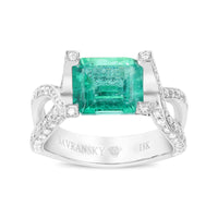 Emerald Infinity Split Shank Birthstone Ring