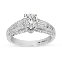 Three Stone Trillion Pave Band Engagement Ring