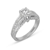 Three Stone Trillion Pave Band Engagement Ring