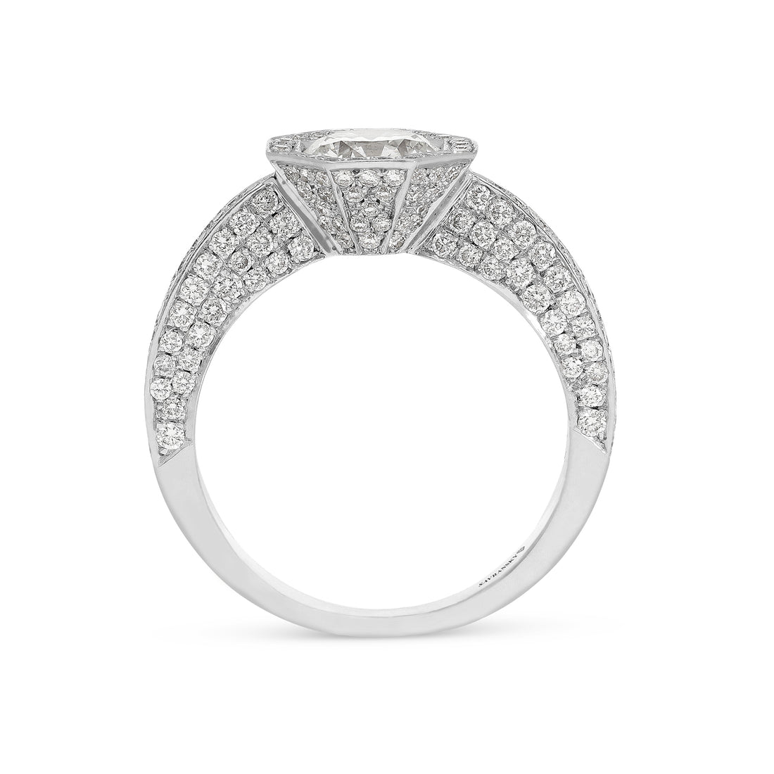 Pave Setting Brilliant Cut Hexagon Halo Engagement Ring