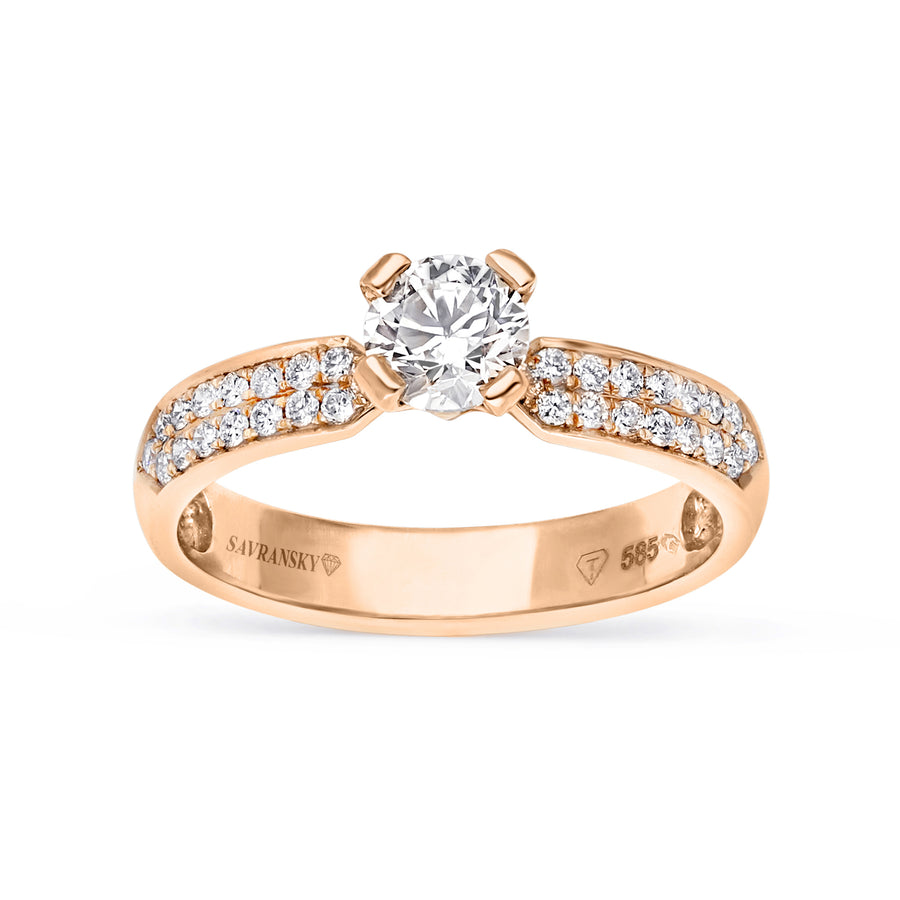 Solitaire Round Brilliant Cut Rose Gold Engagement Ring