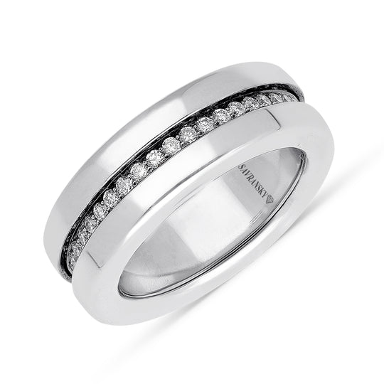 Spinning Wedding Band Ring in Black Diamonds