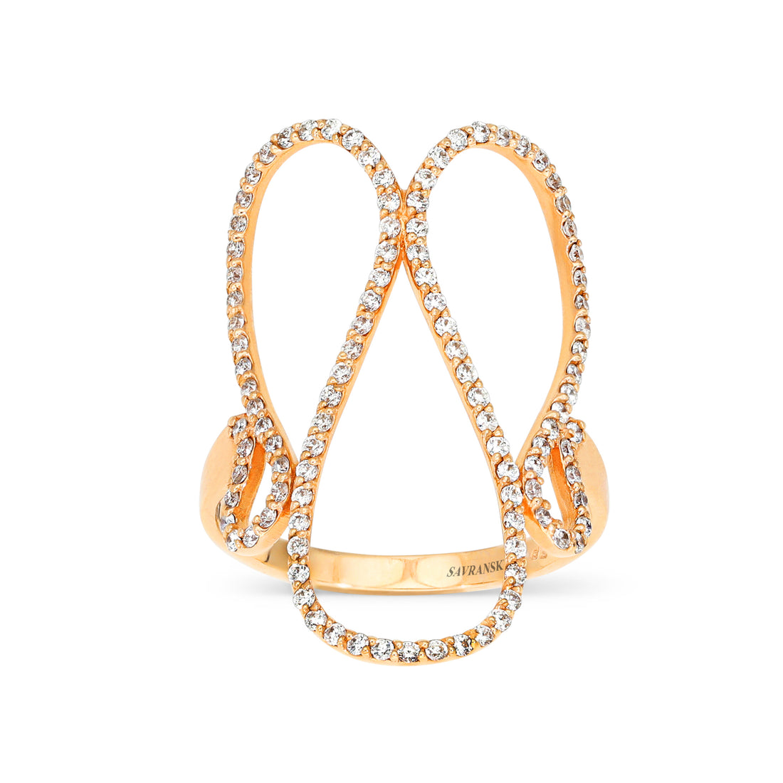 Rose Gold Elongated Diamond Abstract Loop Ring