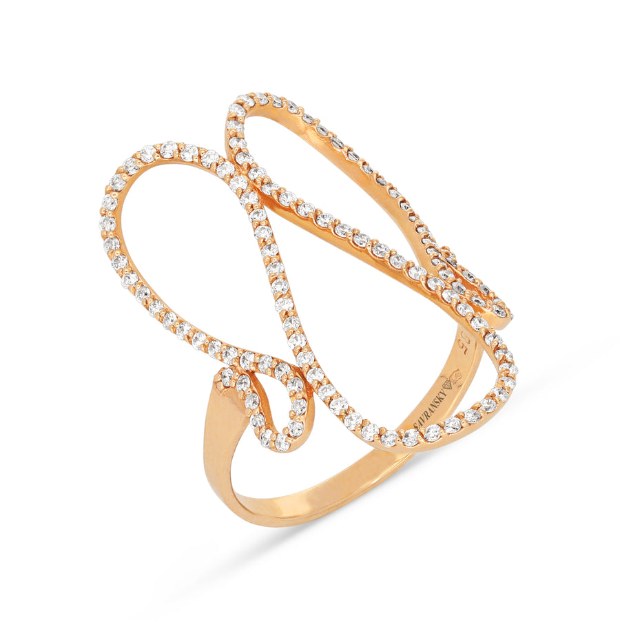 Rose Gold Elongated Diamond Abstract Loop Ring
