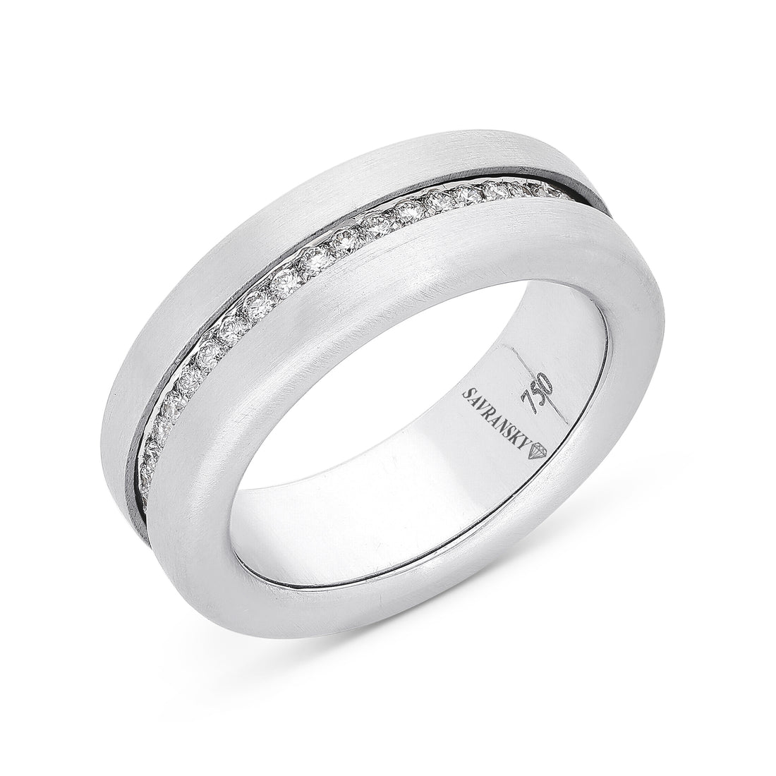 Spinning Wedding Band Ring in White Diamonds