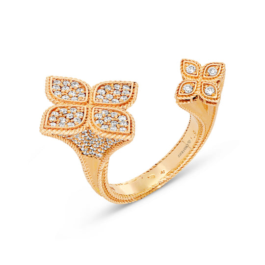 Four Leaf Clover Open Shank Ring in Rose Gold