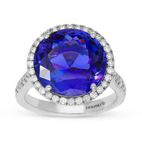 Blue Tanzanite Halo Birthstone Ring